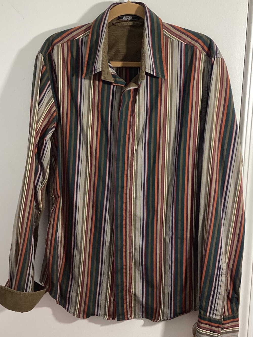 VTG SINGLE NEEDLE TAILORING MEN SZ LARGE SHIRT LONG SLEEVE STRIPED